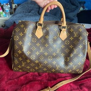 Auth Louis Vuitton Monogram Speedy 35 Bandouliere